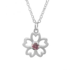 Sterling Silver Girls Flower Necklace Pendant 925..