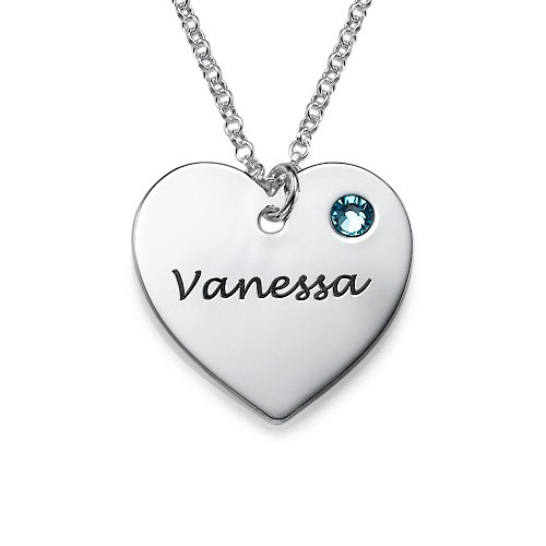 Personalized Sterling Silver Engraved Girls Name Necklace Pendant Birthstone Heart Custom Flower Girl Gift 925 Jewelry