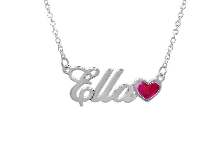 Personalized Sterling Silver Girls Name Necklace Pendant Heart Custom Flower Girl Gift 925 Jewelry