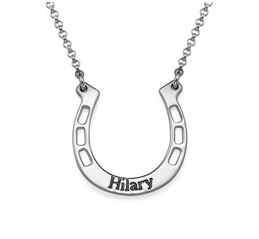 Personalized Sterling Silver Engraved Girls Horseshoe Name Necklace Pendant Lucky Custom Flower Girl Gift 925 Jewelry