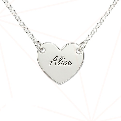 Personalized Sterling Silver Engraved Girls Name Necklace Pendant Heart Custom Message Flower Girl Gift 925 Jewelry