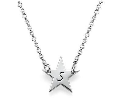 Personalized Sterling Silver Engraved Girls Initial Name Necklace Pendant Star Custom Flower Girl Gift 925 Jewelry