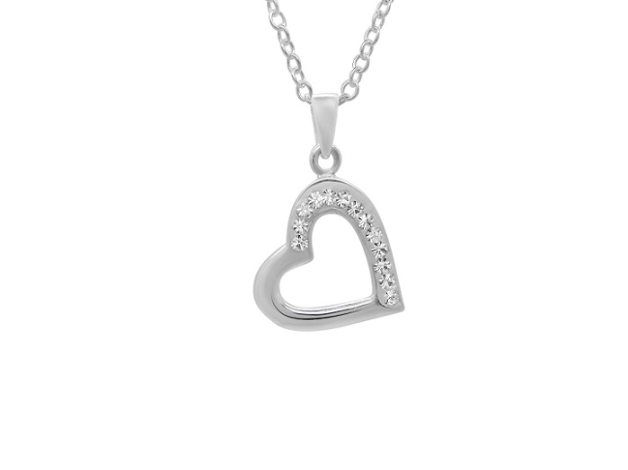 Sterling Silver Girls Crystal Heart Necklace Pendant 925 Jewelry Love